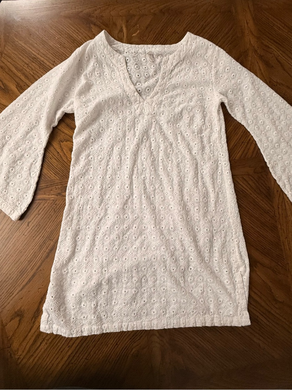 Helen Jon White Eyelet Swim Coverup XS cotton 100%